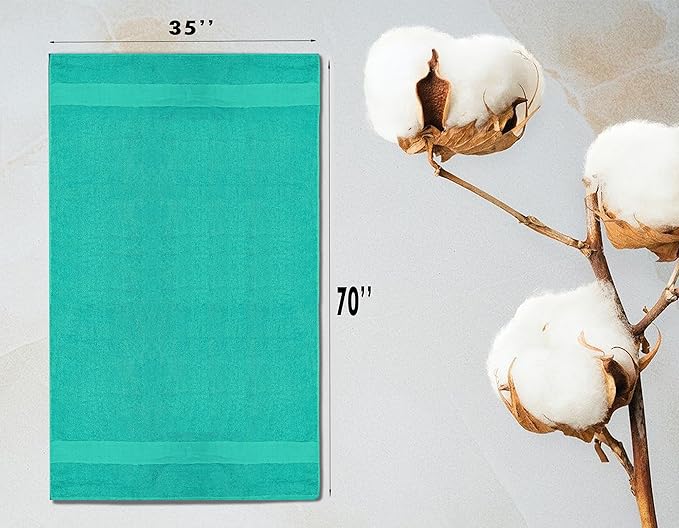 Softolle 100% Cotton Luxury Bath Sheets - Pack of 2 (35" x 70") | Super Soft, Quick-Dry & Highly Absorbent Towels for Bathroom, Home, Spa & Gym (Turquoise)