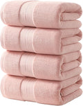 REDKISS Pink Bath Towels Set of 4, Extra Large Bath Sheets 27 X 59 Inches, 100% Cotton, 600 GSM, Quick Dry, Ultra Soft & Super Absorbent Bathroom Towel Sets for Bathroom, Gym, Spa, Pool & Hotel