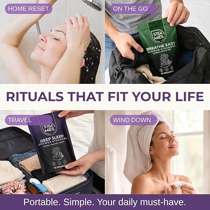 STEAMIES Shower Steamers Aromatherapy Deep Sleep 15 Pack – Premium Lavender Essential Oils Tablets with Chamomile & Vetiver, Relaxation & Stress Relief – Mothers Day Gifts for Mom, Gifts for Women