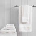 Madison Park Organic 100% Cotton Bathroom Towel Set, Hotel & Spa Quality Highly Absorbent, Quick Dry, Include for Shower, Handwash & Facial Washcloth, Multi-Sizes, White