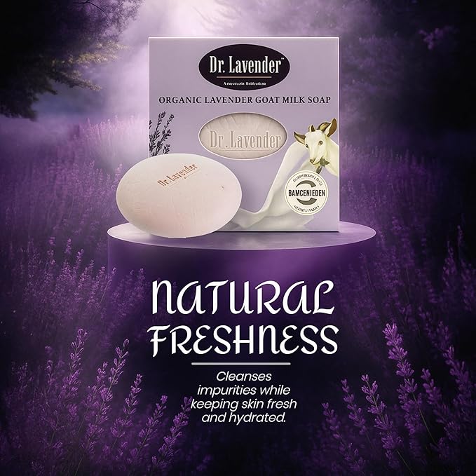 Goat Milk Soap Bar with Pure Lavender Oil – Farm Fresh Raw Milk & Vegetable Oils – Moisturizing Face & Body Wash for Sensitive and Dry Skin – Natural & Handmade Daily Cleanser