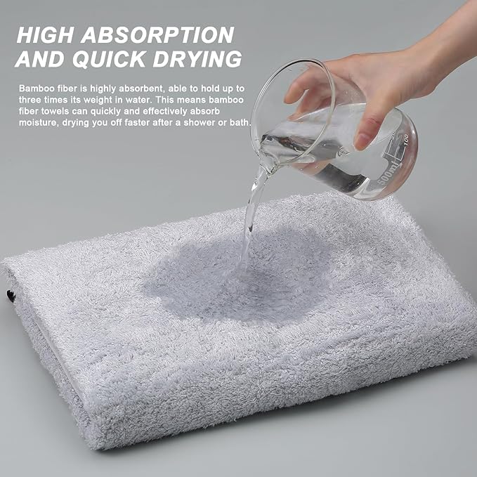 Aibaser Bath Towels - Natural, Ultra Absorbent Towels for Bathroom, Travel, Gym, Shower and Spa (2 Piece Set) (Light Grey, 35 in x 70 in)