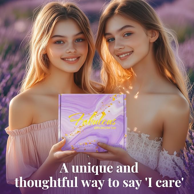BODY & EARTH Self Care Gifts for Women Get Well Soon Gifts, Purple Birthday Gift Baskets, 8pcs Lavender Bath and Body Sets with 20oz Vacuum Insulated Tumbler Mother's Day Gifts for Mom