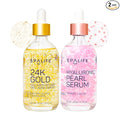 SpaLife Beauty Pearl Hyaluronic Acid Serum & 24k Gold Anti Aging Serum | Mothers Day Gifts | AM/PM Facial Routine | Deep Collagen Hydrating Treatment | Firming Wrinkle Face Skincare | 2 x 3.7 Fl. Oz.