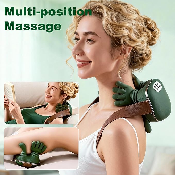 OTAVILEM Neck Massager with Heat, Shiatsu Neck and Back Massager with 4D Kneading,Simulated Human Hand Design Electric Deep Tissue Massage for Pain Relief and Muscle Relax