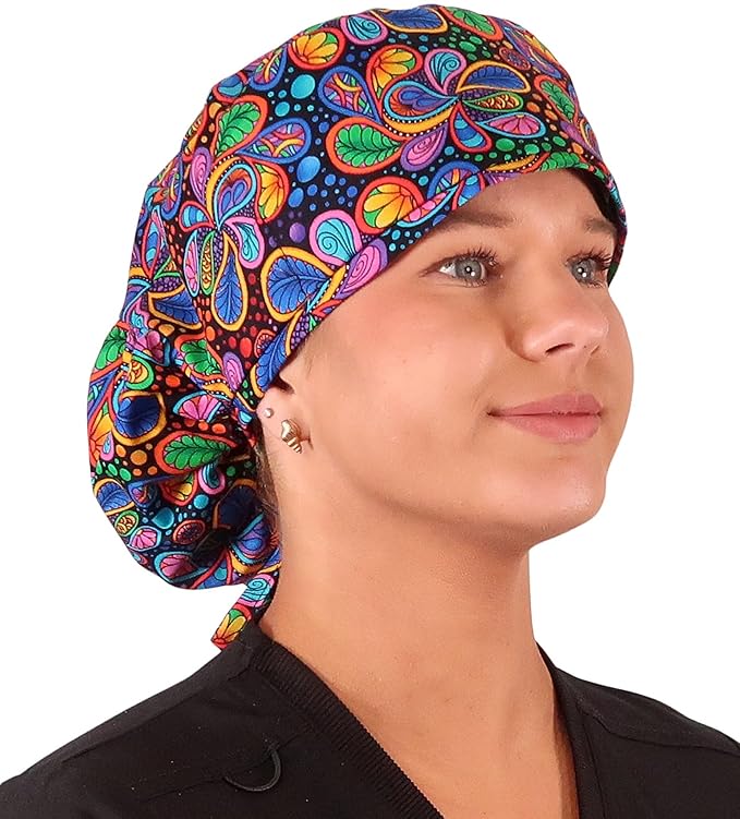 Sparkling EARTH Big Hair Ponytail Classic Surgical Style Scrub Working Cap - Made in The USA!!!