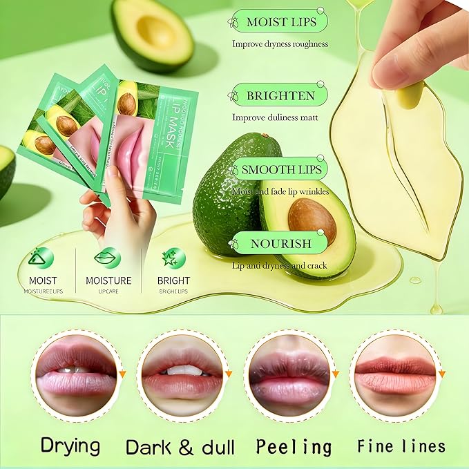 Hydrating Avocado Skincare Set 8 Pcs - Nicotinamide Face + Nourishing Lip + Moisturizing Hand & Foot | Botanical-Infused Restorative Care for Dry/Dehydrated Skin