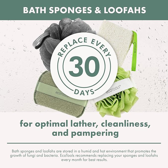 EcoTools Charcoal EcoPouf, Loofah Sponge for Bath & Shower, Infused Pouf, Recycled Netting, Exfoliation Removes Dead Skin, Eco-Friendly Bath Accessory, Cruelty-Free, Color May Vary, 1 Count (60g)
