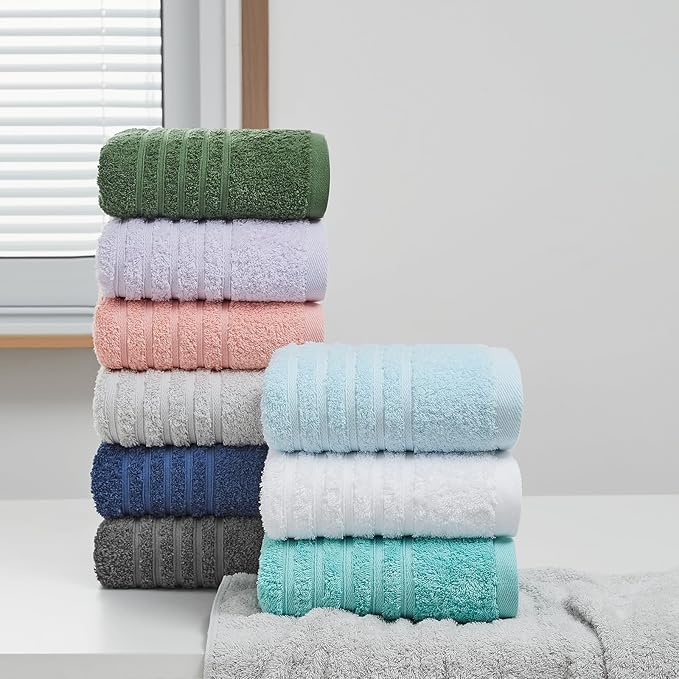 Aibaser Towels 6 Pack Bath Towel for Bathroom, 100% Cotton (24 x 48 Inches) High Absorbency Quick Drying (Grey)