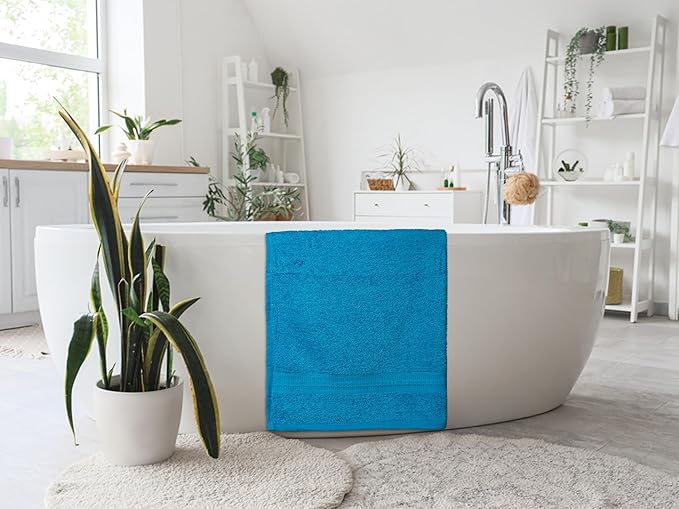 Medium Bath Towels Pack of 6 – 24x48 Inches – Soft, Quick Dry & Highly Absorbent – 100% Cotton Towels for Bathroom, Spa, Gym & Hotel – Teal Blue