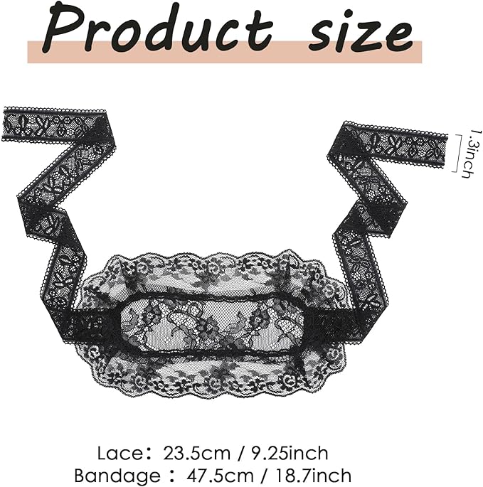 FRESHME Lace Sleeping Eye Mask - Adjustable Blackout Sleep Masks Black Floral Embroidery Comfortable Blindfold Eyes Cover wiht Lace Border for Women Adults Couples Night Time Gift