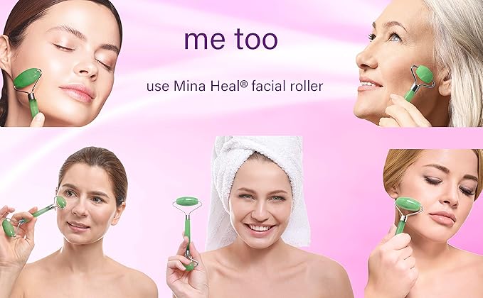 Mina Heal Jade Roller Face Massager - Lymphatic Drainage Massager Face Roller Massage Tool for Facial Lifting & Tightening, Anti-Wrinkles, Anti-Aging & Skin Rejuvenation (Jade Roller)