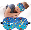 Kids Sleep Mask Eye Cover: 100% Real Natural Pure Silk Eye Mask with Adjustable Strap, Funny Blindfold Kids Eye Mask for Sleeping, Soft & Lightweight Eye Shade for Boys Girls Teens (Games Style)