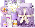 Birthday Gifts for Women,Mothers Day Gifts for Mom,Valentines Day Gift for Her,Self Care Spa Gift Basket with Blanket Candle Bath Bomb,Relaxing Spa Set,Get Well Package,for Mom Wife Sister Best Friend