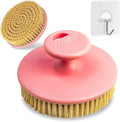 GOLDEZLUX® Dry Body Brush Cruelty-Free Firm Bristles Exfoliate Promote Smooth Skin, Dry Brushing Stimulate Blood Flow, Lymphatic Drainage, Prevent Ingrown Hair - Large Size & Comfortable Grip (Pink)