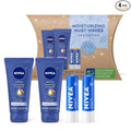 NIVEA Moisturizing Must-Haves Skin Care Set, Essentially Enriched Hand Cream with Almond Oil and Shea Butter, 2.6 Oz Tube (Pack of 2) + Moisture Lip Care Lip Balm, 0.17 Oz Stick (Pack of 2)