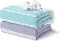 2 Packs Cotton Turkish Beach Towels Quick Dry Sand Free Soft Absorbent Extra Large Xl Big Blanket Adult Oversized Bath Pool Swim Towel Set Bulk Multipack Lightweight Thin Sandless Fast Drying Compact