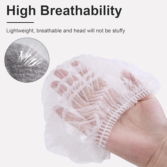 TaShow 120 Pcs Disposable Bouffant Caps, 21 Inches Hair Nets for Women and Men, Polypropylene Non-Woven Hair Nets