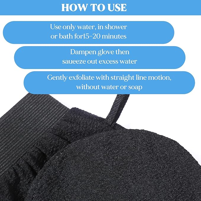 24 Pcs Black Exfoliating Gloves Bulk, Deep Exfoliating Glove for Body Scrub, 150D Viscose Fiber for Dead Skin Remover, Smooth Skin for Men and Women, 8.1 x 5.5 Inches