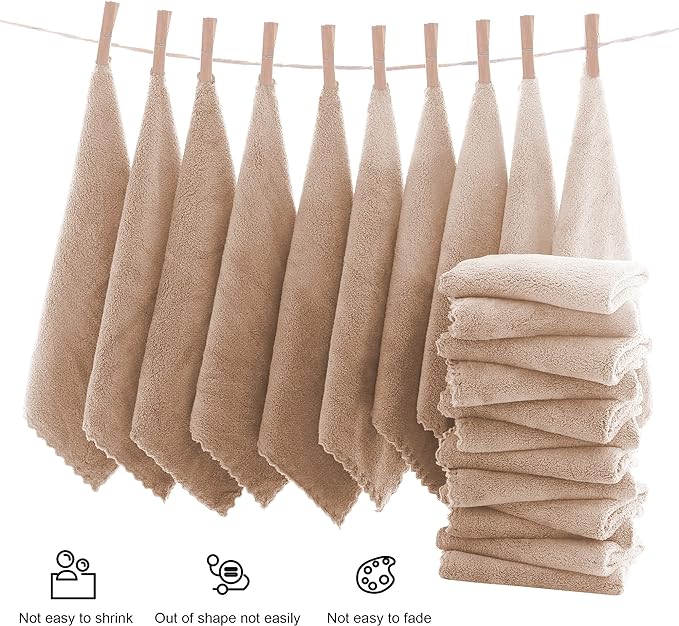MOONQUEEN Ultra Soft Premium Washcloths Set - 12 x 12 inches - 72 Pack - Quick Drying - Highly Absorbent Coral Velvet Bathroom Wash Clothes (Brown)