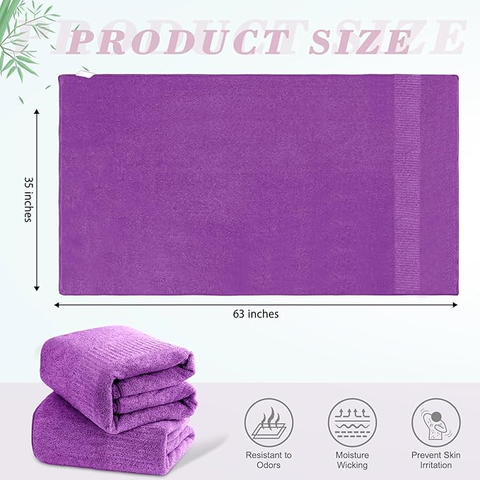 SEISSO Bath Towels, Extra Absorbent & Quick Drying Lightweight Fiber Towels, Premium Big Soft Bath Towel for Fitness, Spa, Sports Towels, Yoga Towel, Dark Purple(2 Pack)