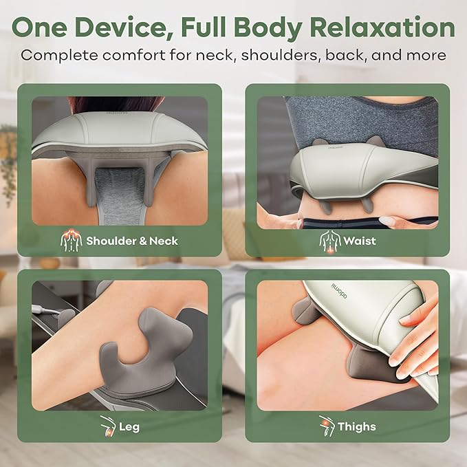adomii Electric Neck and Back Massager, Heat Function Deep Tissue Cordless Neck Massager Relax Muscles, 4D Kneading Heated Massage Shoulder Massager Gift Ideas for Dad Mom Friends