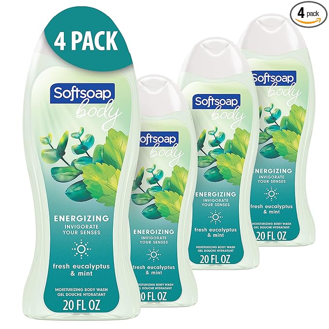 Softsoap Eucalyptus & Mint Body Wash, Moisturizing Body Wash, 20 Oz, (4 Pack)