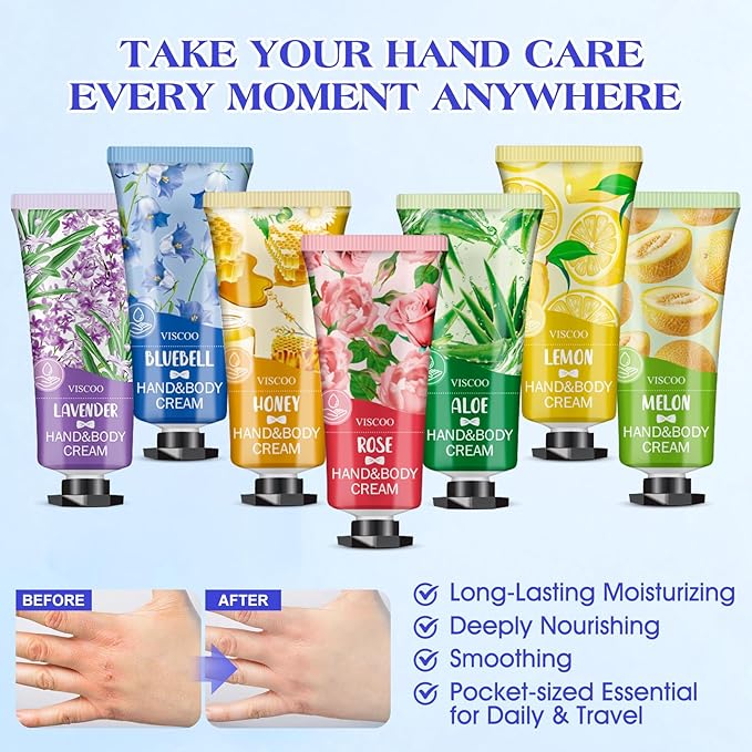 VISCOO 42 Pack Hand Cream Gifts Set for Women, Mothers Day Gifts, Teacher Appreciation Gift, Nurses Week Gift, Bulk Gifts for Women, Moisturizing Mini Hand Lotion Travel Size for Dry Cracked Hands