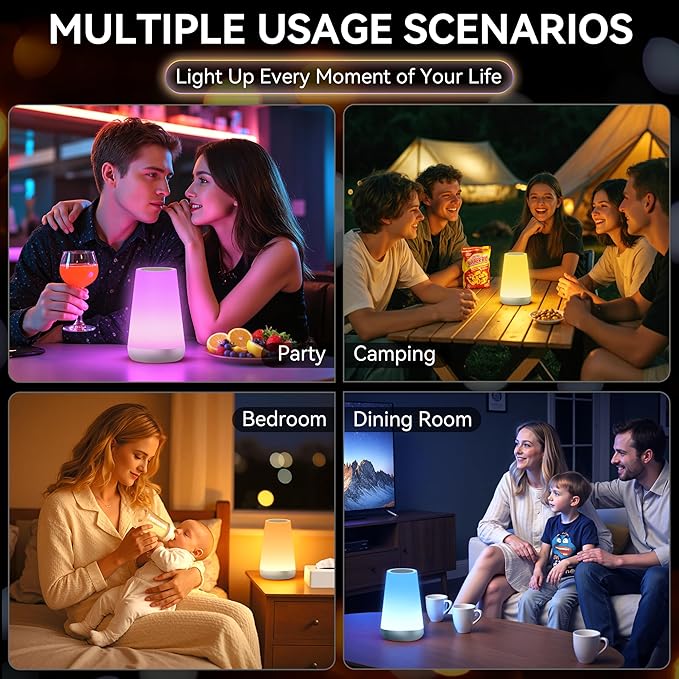 Auxmir Night Light for Kids Baby, 2500mAh13 RGB Colors & 5 Brightness, Portable Rechargeable LED Bedside Lamp for Baby Nursery, Night Lights for Bedroom Living Room Bathroom Hallways, Silver
