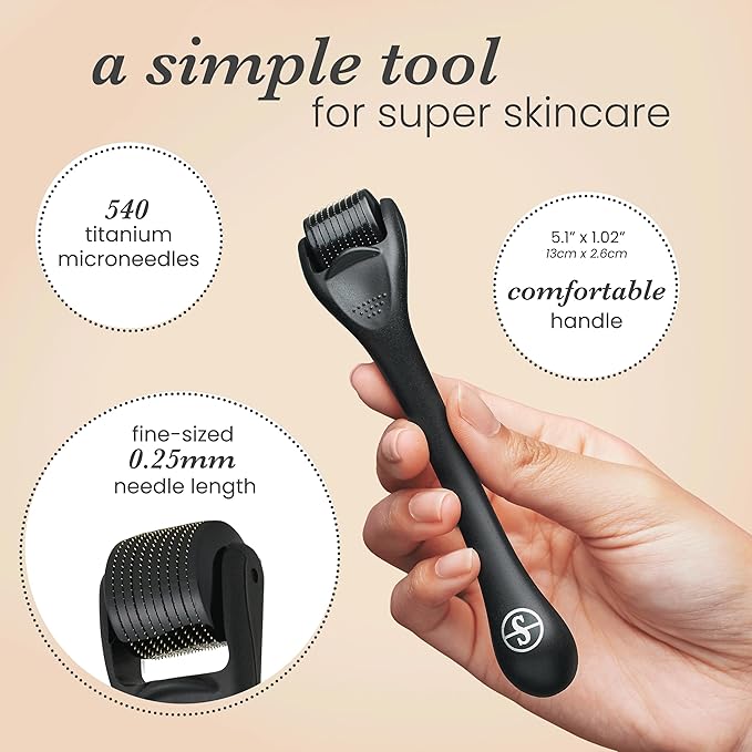 Sdara Skincare Derma Roller Microneedling Roller for Face, Beard, Hair - Includes Free Storage Case, for Men and Women