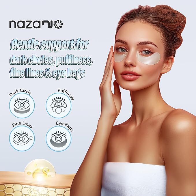 NAZANO Under Eye Patches - 60 Pack for Puffy Eyes, Dark Circles, Bags & Wrinkles with Hydrolyzed Collagen & Hyaluronic Acid - Eye Care Pads for Daily Skincare (White)