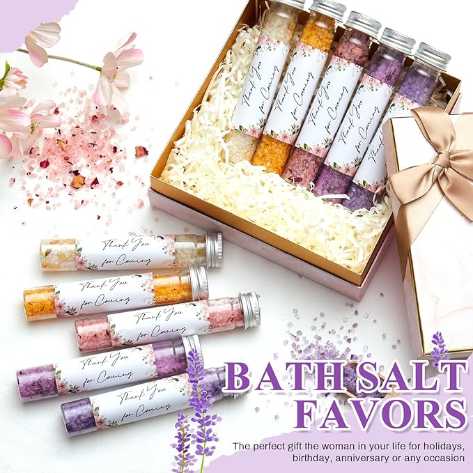 24 Pcs Aromatherapy Bath Salts Test Tube Bath Salts for Women Relaxing Spa Gifts Set for Wedding Christmas Birthday Baptism Party Favors (Floral)