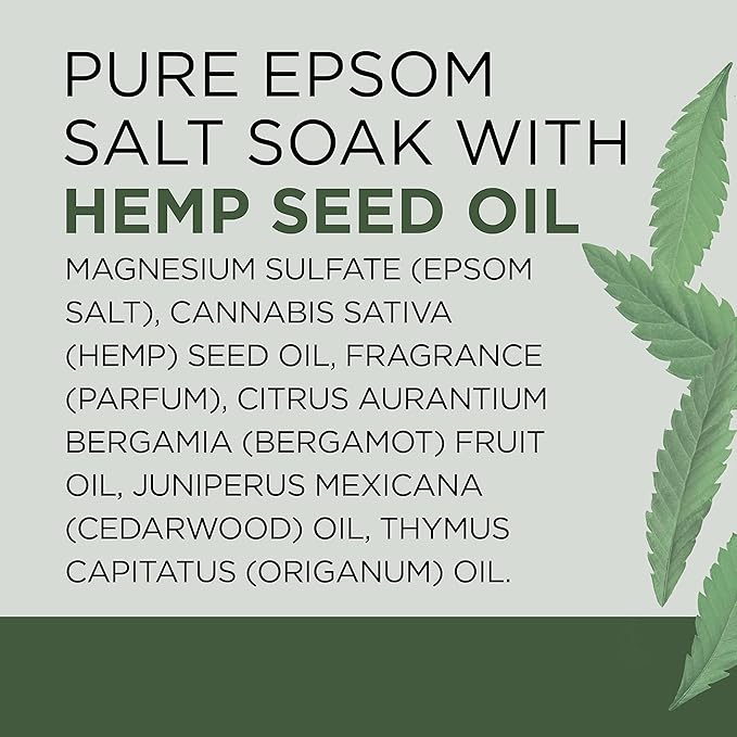 Dr Teal's Pure Epsom Salt, Cannabis Sativa Hemp Seed Oil, 3 lb (Pack of 4)