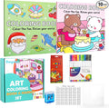 Cute Coloring Book Set for Teens Adults Relaxation, Easy and Simple Designs Coloring Book for Teens Girls, Stress Relief Gifts for Women with 24 colors Markers & 12 Glitter Pens & 12 Colored Pencils