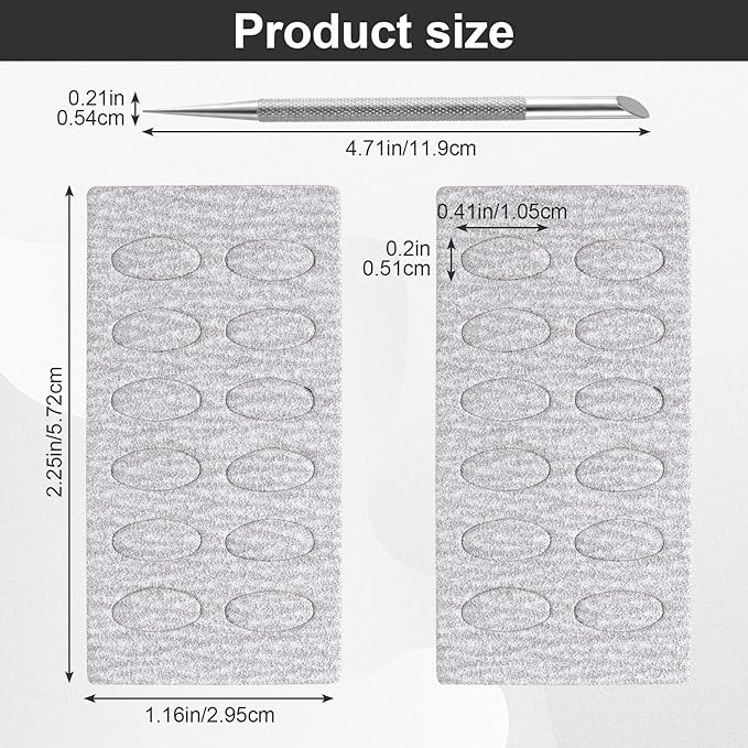 HINZIC Stainless Steel Nail Cuticle Pusher Tools Dual Ended Cuticle Remover Self-Adhesive 240 Grit Sandpaper Sheets Nail Care Replacement for Women Girls