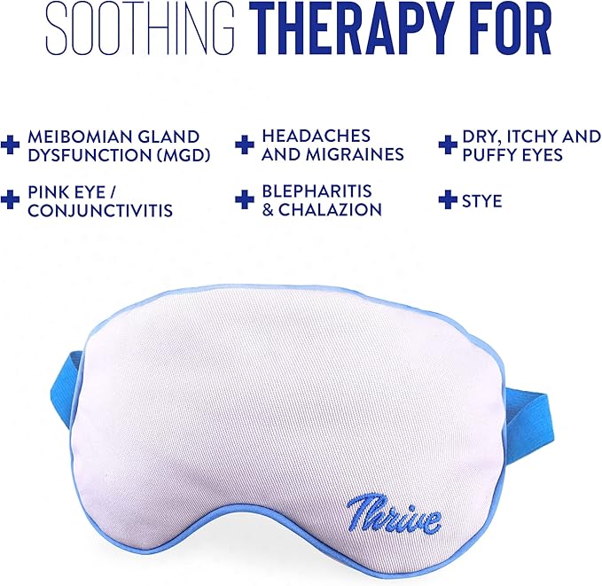 Thrive Clay Bead Eye Mask - Heated Eye Mask for Dryness Relief - Cold Compress for Puffiness - Stye Compress - Gray - with Washable Cotton Cover - Pack of 1
