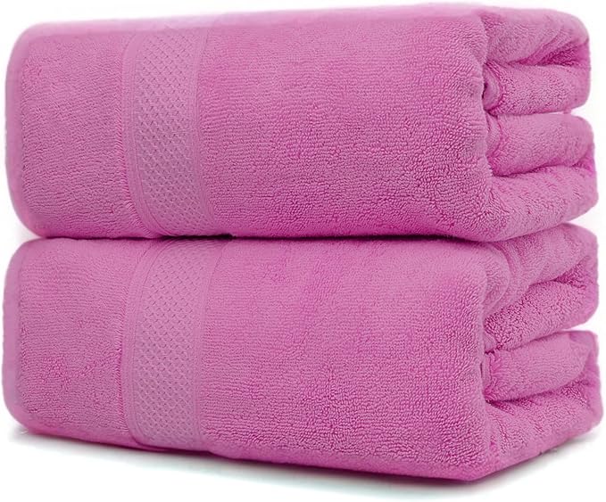Fluffy Cotton Bath Towels Set800G,2-Piece Set, Thickened and Enlarged(31.5x63 inches),Super Absorbent,Soft,Suitable for Hotel, Bathroom, Swimming Pool, SPA,Gift(Rose Pink)