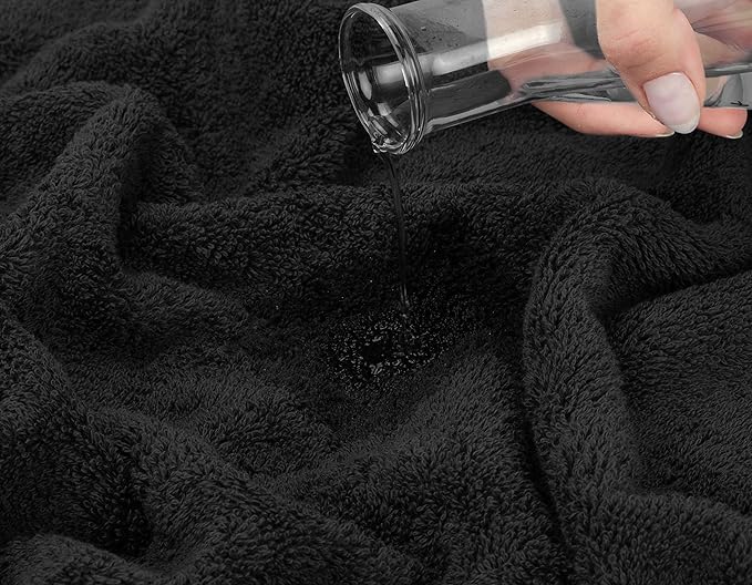 American Soft Linen Luxury 6 Piece Towel Set, 2 Bath Towels 2 Hand Towel 2 Washcloths, 600 GSM 100% Cotton Turkish Towels for Bathroom, Black Towel Sets