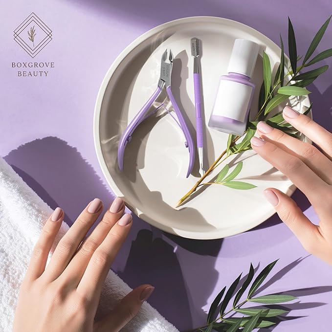 Professional Cuticle Cutter & Pusher Trimmer Manicure Tools with Double Spring – Perfect Nail Care Tool for Manicure & Pedicure Beauty at Home/Spa/Saloon (Purple Pack of 2)