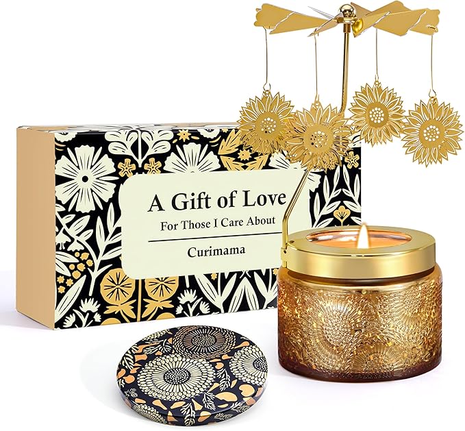 Mothers Day Gifts for Mom, Sunflower Candle Gift for Women, Funny Birthday Gift for Mum Mama, Rotating Scented Candles Presents for Friends, Sisters, Grandma, Mothers Day Gifts for Mom from Daughter