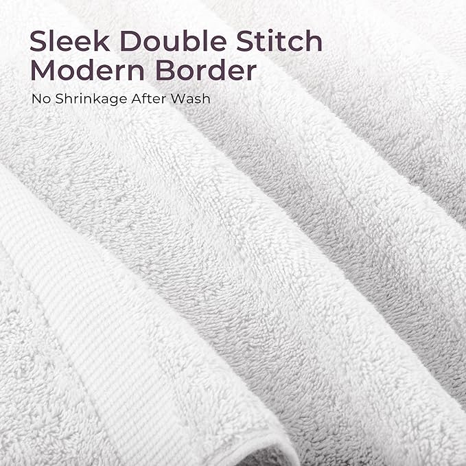 Lavish Home 6 Piece Towel Set - 550 GSM 100% Cotton Bathroom Accessories - 2 Bath Sheets, 2 Hand Towels, and 2 Wash Cloths - Soft and Absorbent Bathroom Set for Shower, Gym, Dorm, and Spa (White)