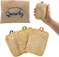 All Natural Loofah Kitchen Sponges (3 Pack) - Eco Friendly - Compostable & Biodegradable - Natural Sponges for Dishes (Paper Bag Packaging)