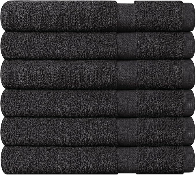 Towel and Linen Mart 100% Cotton Grey 6 Pack Medium Bath Towel Set, Quick Dry, Super Absorbent, Light Weight, Soft Feel, Premium Towels for Hotel, Spa and Bathroom (24 X 48 6 Pack, Grey)