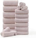 18 Piece Family Bath Towel Set Include 6 Bath Towels,6 Hand Towels and 6 Washcloths Soft Bathroom Towel with Hanging Loops,Highly Absorbent Quick Dry Towels Set for Bathroom,Hotel and Spa-Light Purple