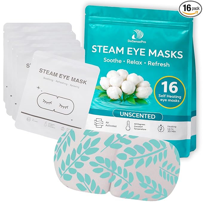 Steam Eye Mask - 16 Pack Self-Heating Warm Compress for Dry Eyes, Puffy Eyes Relief, Cornea Care, and Relaxation - Soothing & Comfortable Heated Eye Pads - Unscented