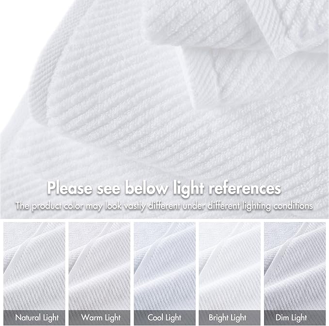 Madison Park 4-Piece Hand Towel Set for Bathroom 18" x 28" Diagonal Ribbed, White - 100% Cotton Soft Quick Dry & Absorbent Gift | Zero Twist, 500 GSM, Oeko-TEX, Hotel Quality