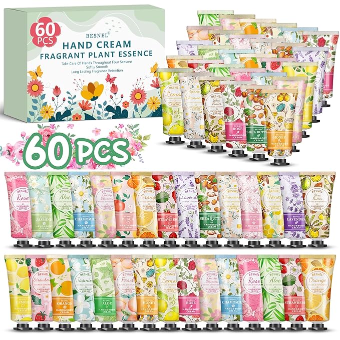 60 Pack Hand Cream Gift Set For Women, Mothers Day Gifts,Teacher Appreciation Gifts,Nurses Week Gift, Mini Hand Lotion Travel Size in Bulk for Dry Cracked Hands, Bridesmaid Gift,Party Favors