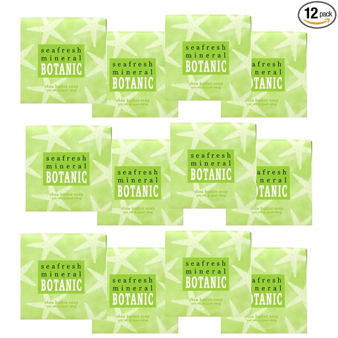 Greenwich Bay Mini Botanical Soap Bars – 12 Pack 1.9 oz Each – Individually Wrapped Guest Soaps for Airbnb, Spa, Travel, Bath – Travel Size Bar Soap Set, Seafresh Mineral