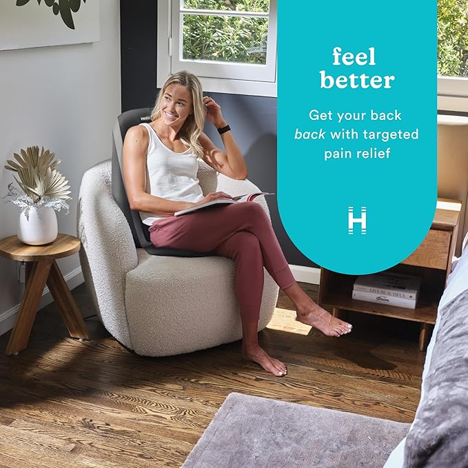 HoMedics Shiatsu Massage Cushion with Soothing Heat, Deep-Kneading Massage, Targets Pressure Points All Over Back, Soothing Heat, Relax Overworked Muscles, Release Tension, Reduce Back Pain