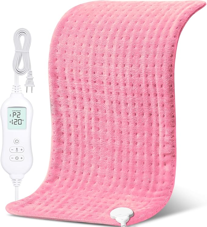 NOWWISH Heating Pad for Back Pain Relief & Period Cramps, 33x17 Inches Large Electric Heating Pad with 10 Heat Settings, Timer & Auto Shut-Off, Machine Washable, Mothers Day Gifts for Mom Women, Pink